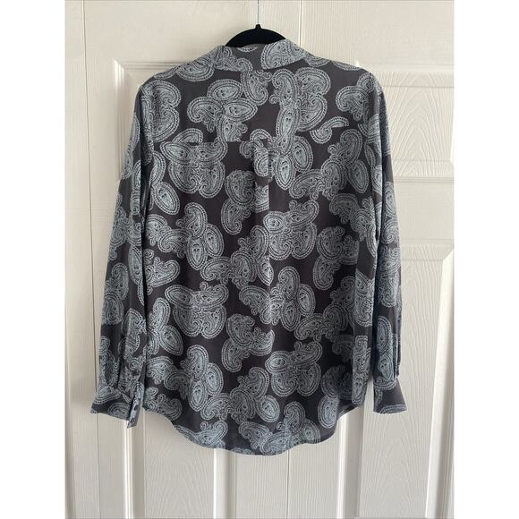 Pure Collection Womens 2 Gray Paisley Button Down Silk Top Corpcore Career - Picture 6 of 6